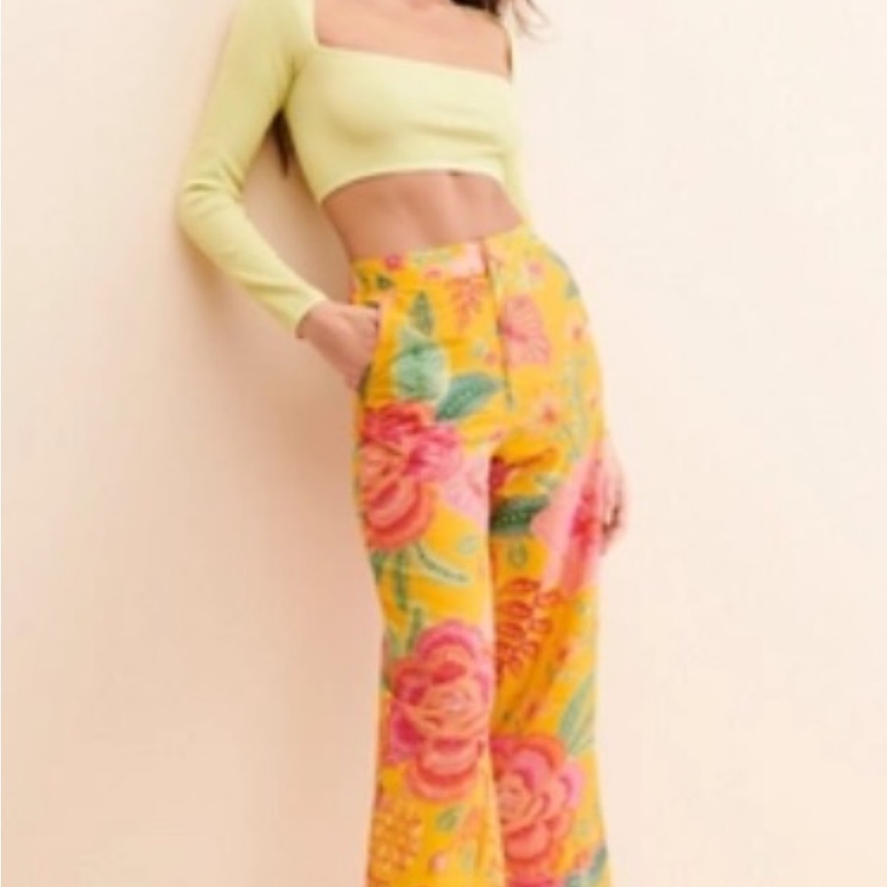 FARM Rio MACAW Bloom Floral wide leg Pants